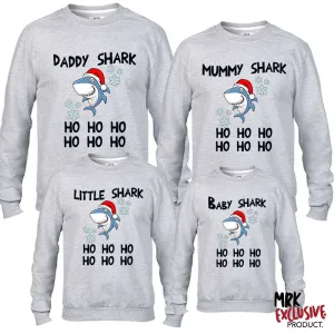 Christmas Shark Family Matching Grey Sweaters (MRK X) mens dad clothes online