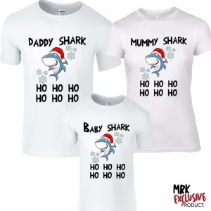 Christmas Shark Family Matching White Tees (MRK X) mens dad clothes online