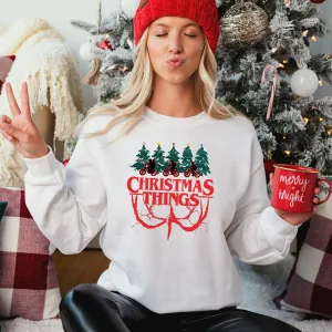 Christmas Things White Sweatshirt mum jeans promo