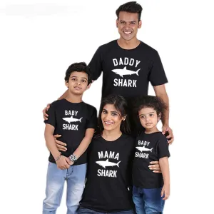 Classic Shark Family Matching T-Shirts - Black (MRK X) mens dad clothes online