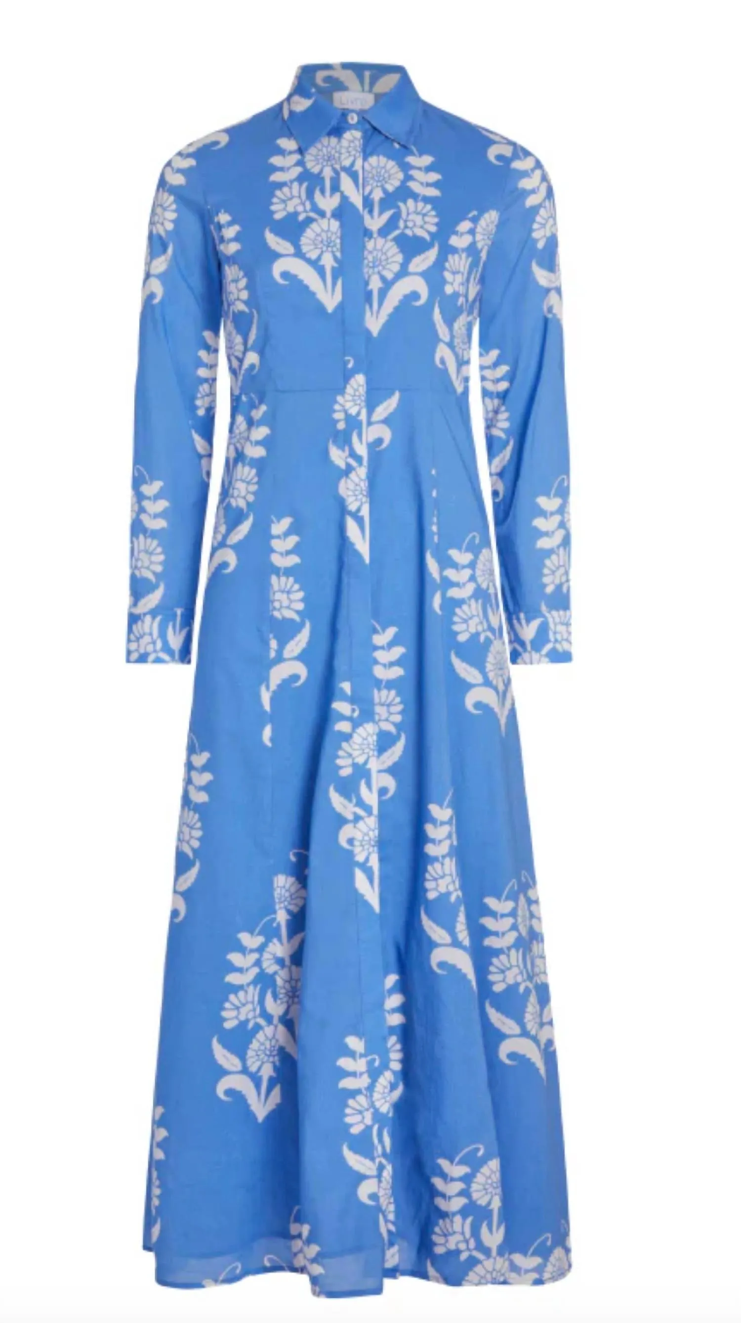 Classic Shirt Dress In Mughal Floral Blue