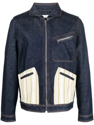 Contrast-Panel Denim Jacket winter jackets clearance