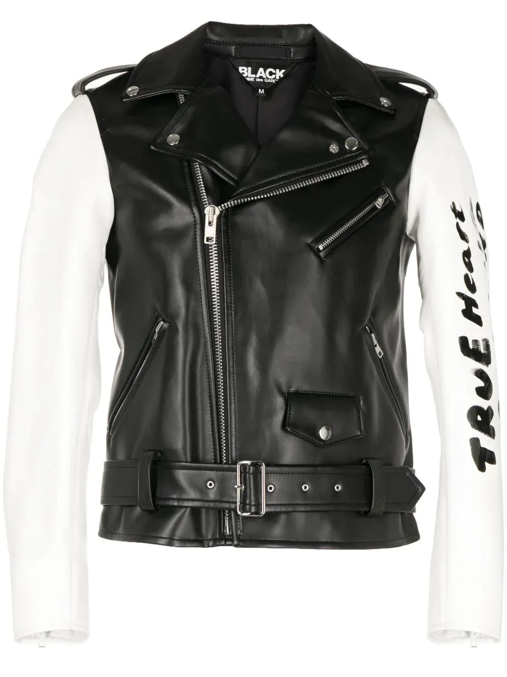Contrasting-Sleeves Biker Jacket winter jackets clearance