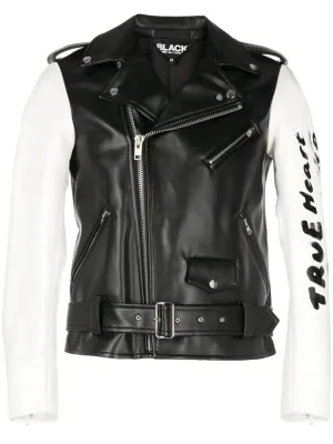 Contrasting-Sleeves Biker Jacket winter jackets clearance