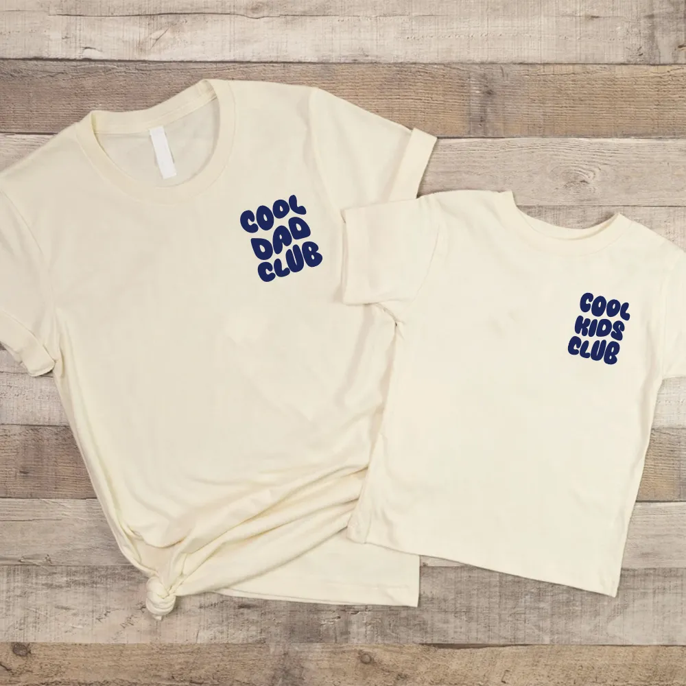 Cool Dad & Kid Club Matching Front & Back Graphic T-Shirts