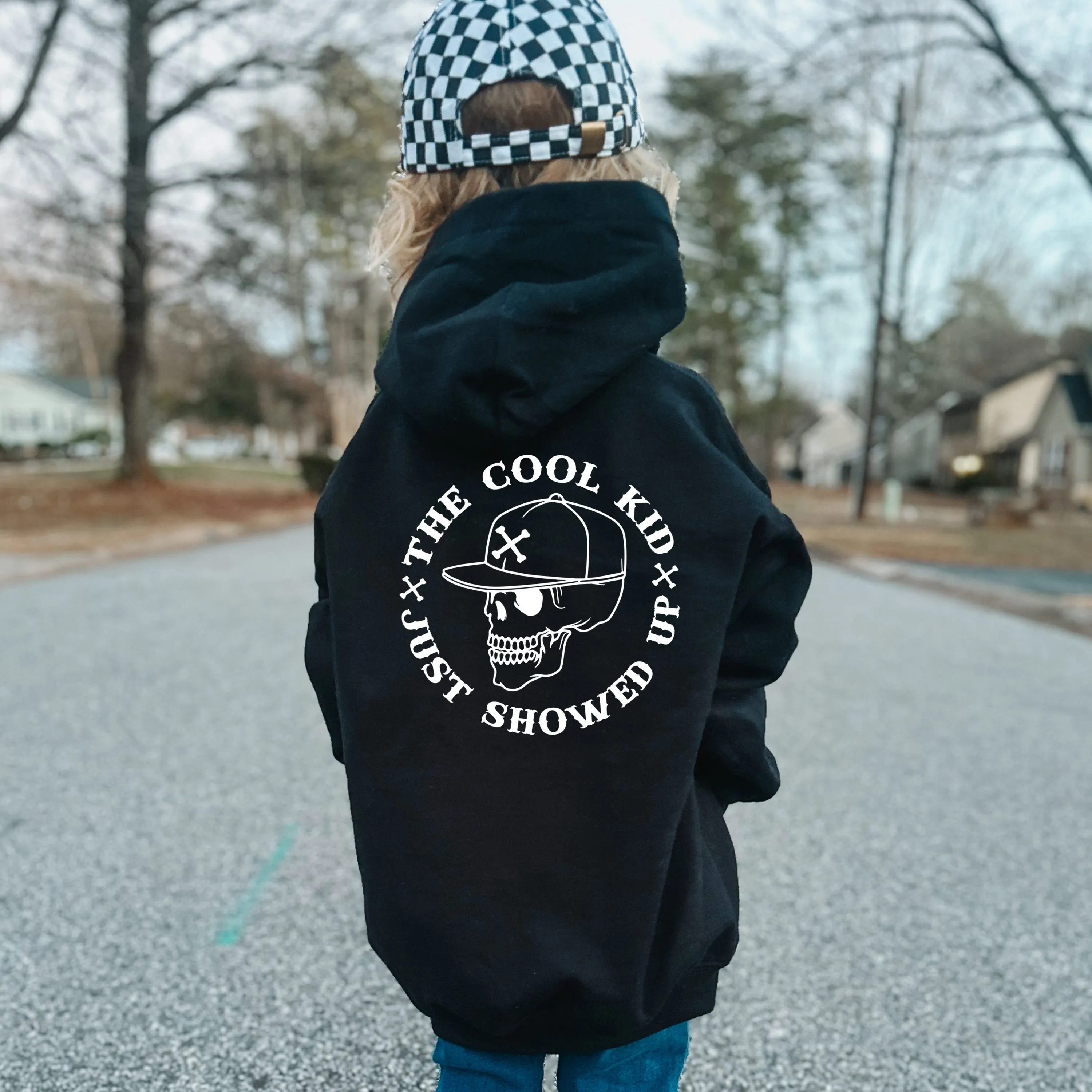 Cool Kid Showed Up Back Logo Kids Hoodie girls skirts clearance