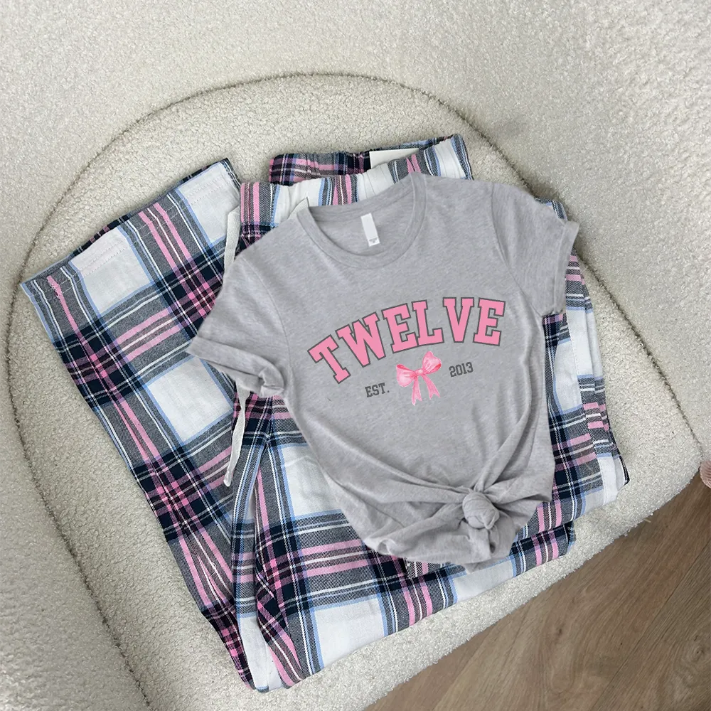 Coquette Age & Year Personalised T-Shirt & Garland Pyjama Set
