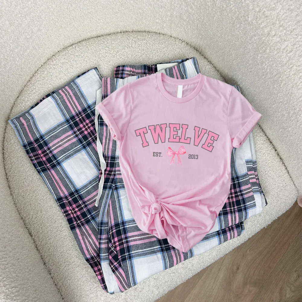 Coquette Age & Year Personalised T-Shirt & Garland Pyjama Set