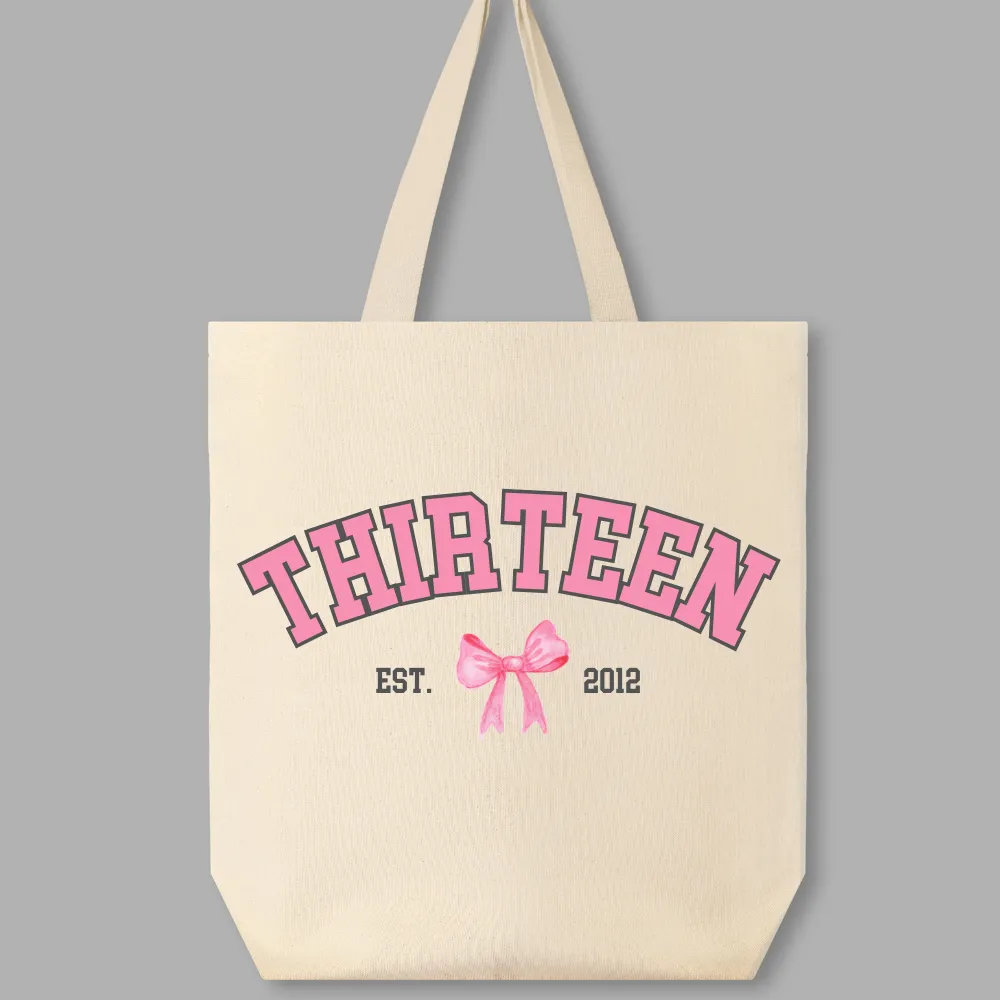Coquette Age & Year Personalised Tote Bag girls clothes cheap
