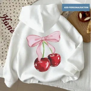 Coquette Cherry Bow Back Hoodie girls skirts clearance