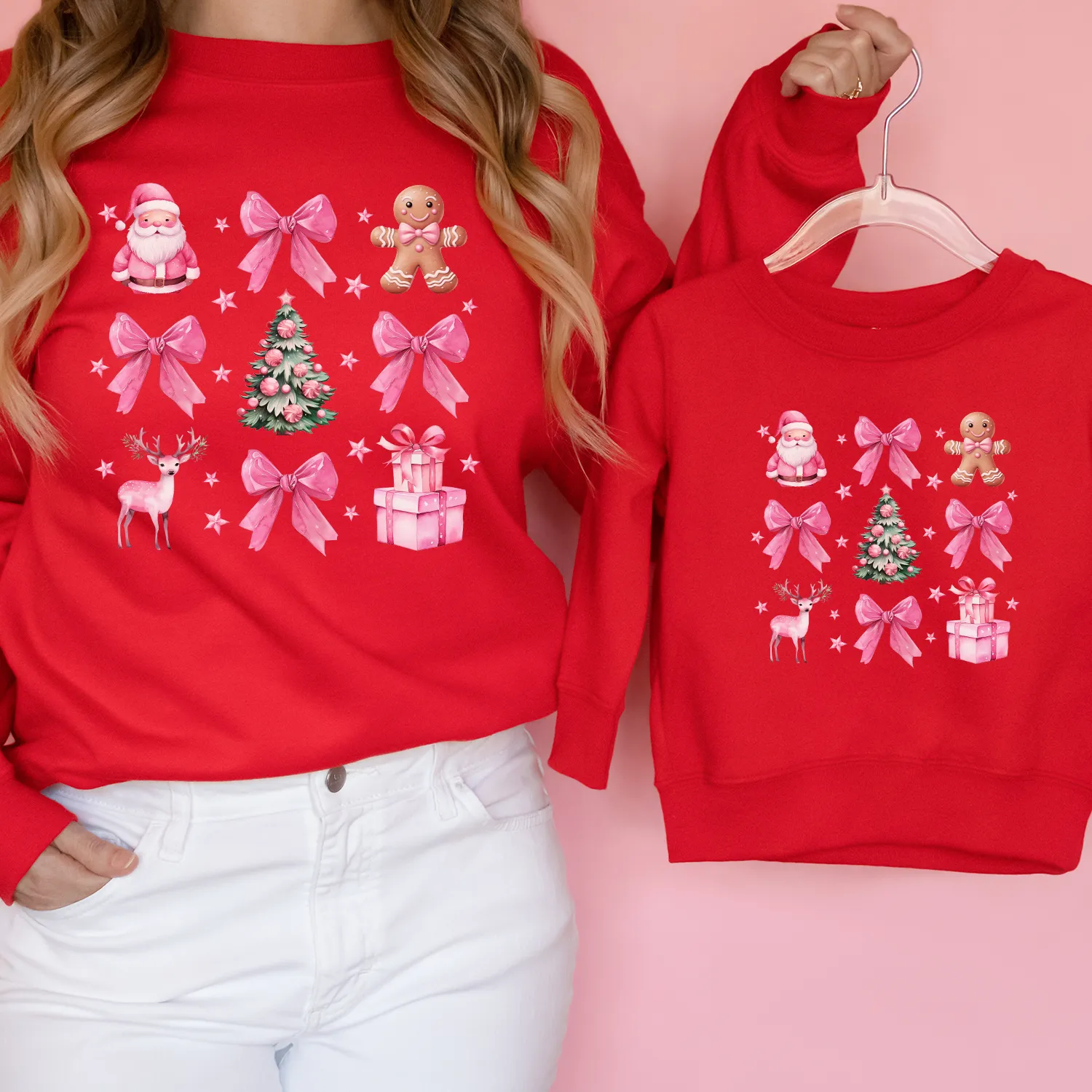 Coquette Christmas Icons Mum & Kid Matching Sweatshirts pregnancy clothes clearance