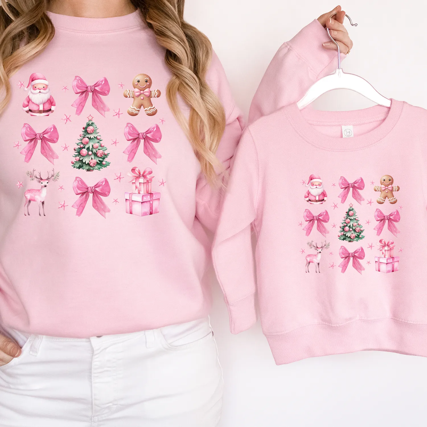 Coquette Christmas Icons Mum & Kid Matching Sweatshirts