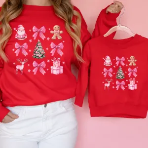 Coquette Christmas Icons Mum & Kid Matching Sweatshirts pregnancy clothes clearance