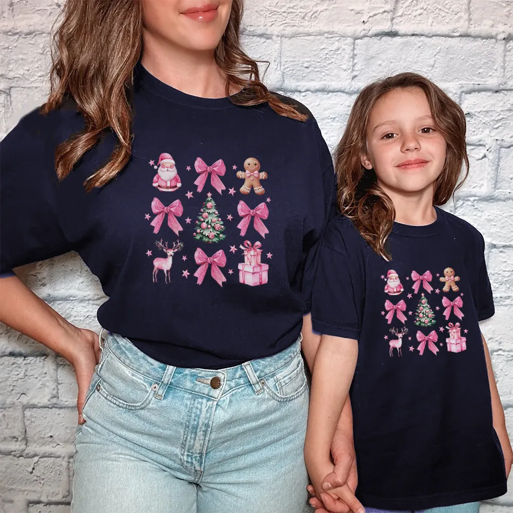 Coquette Christmas Icons Mum & Kid Matching T-Shirts