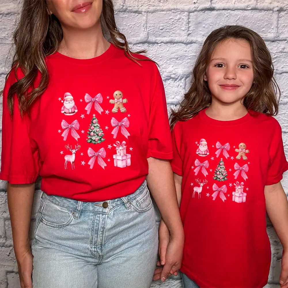 Coquette Christmas Icons Mum & Kid Matching T-Shirts