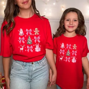 Coquette Christmas Icons Mum & Kid Matching T-Shirts maternity wear outlet