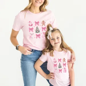 Coquette Christmas Icons Mum & Kid Matching T-Shirts maternity wear outlet