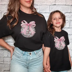 Coquette Disco Ball Matching Mum & Kid T-shirt girls clothes cheap