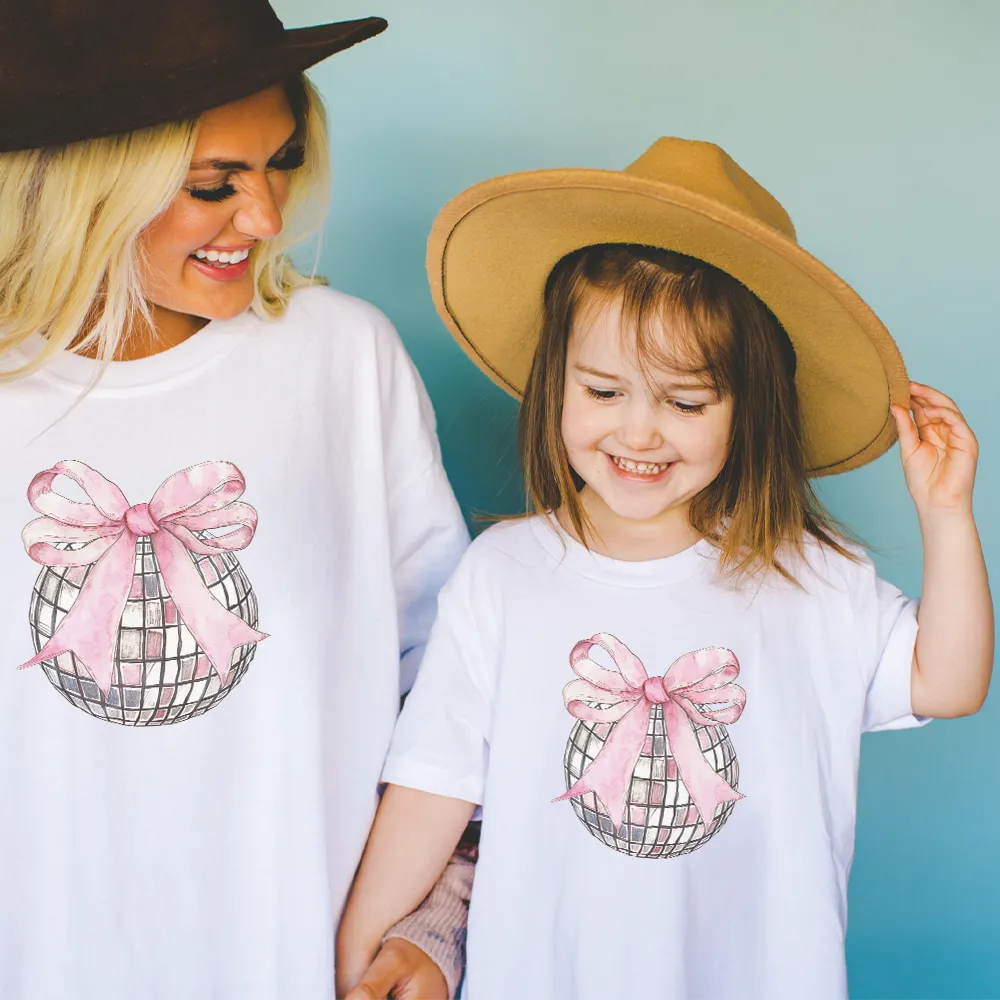 Coquette Disco Ball Matching Mum & Kid T-shirt girls clothes cheap