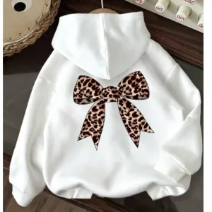 Coquette Leopard Bow Back Hoodie girls skirts clearance