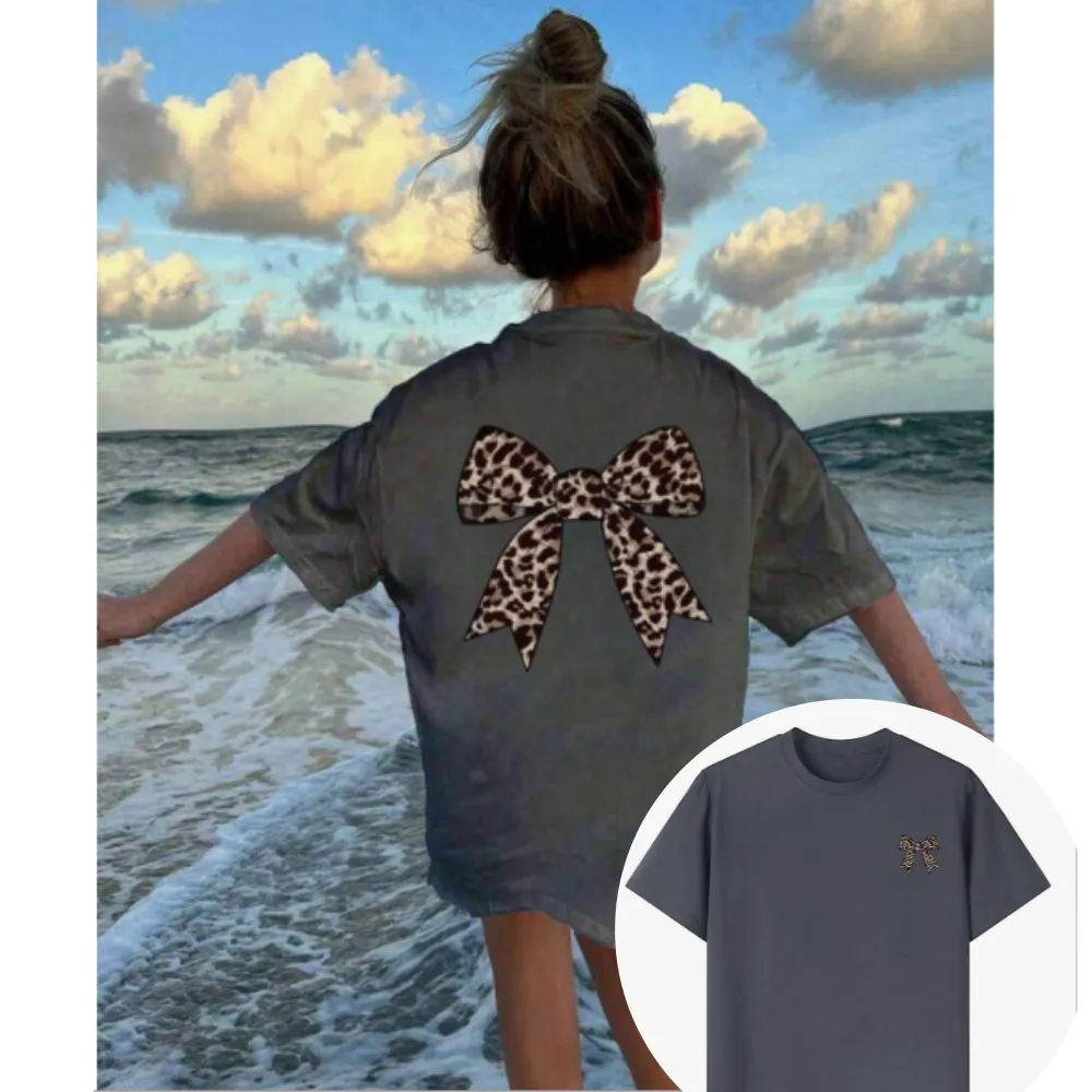 Coquette Leopard Bow Back Logo T-Shirt girls pajamas promo