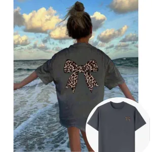Coquette Leopard Bow Back Logo T-Shirt girls pajamas promo