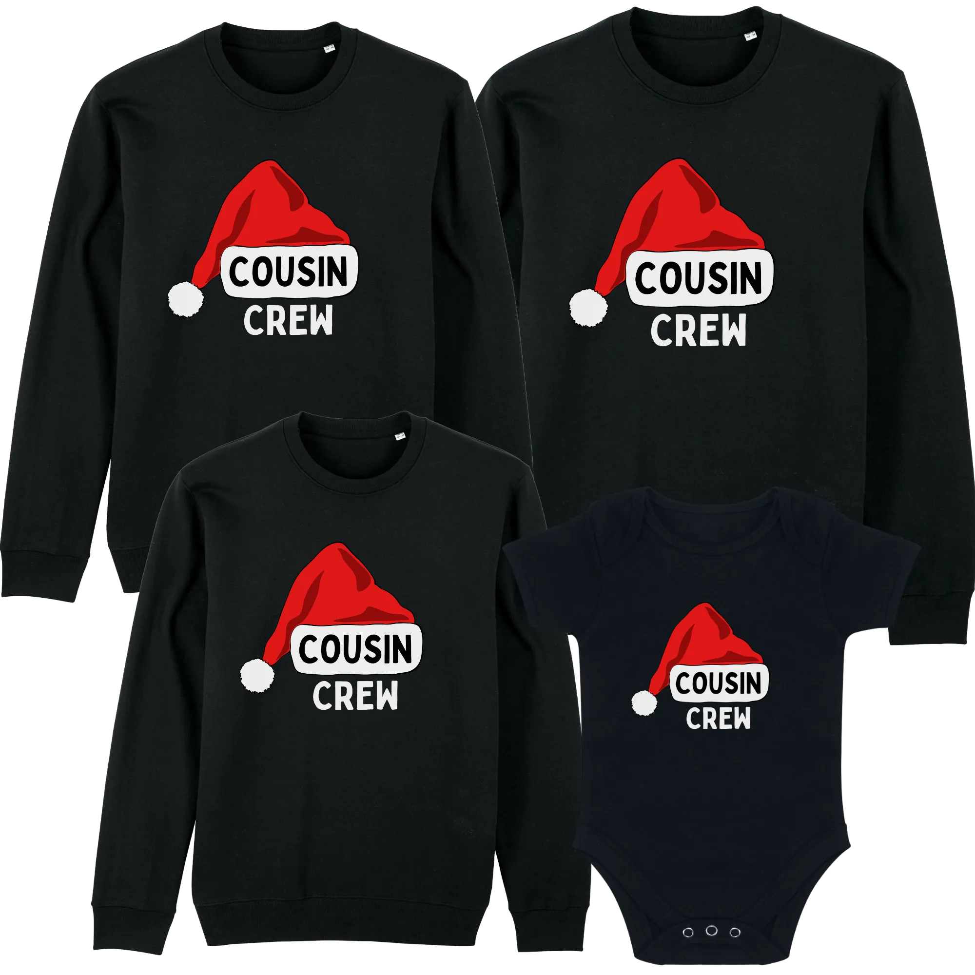 Cousin Crew Santa Matching Christmas Black Sweatshirts & Baby Vest cheap baby clothes online