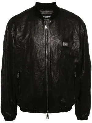 Crinkled Leather Bomber Jacket winter jackets clearance