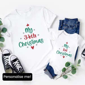 Customised Age Funny Christmas T-Shirt & Bodysuit Set maternity leggings online
