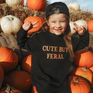 Cute But Feral Halloween Kids Sweatshirt boys fashion clearance