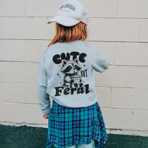 Cute But Feral Raccoon Back Sweatshirt girls skirts clearance