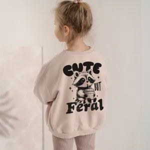 Cute But Feral Raccoon Back Sweatshirt boys fashion clearance
