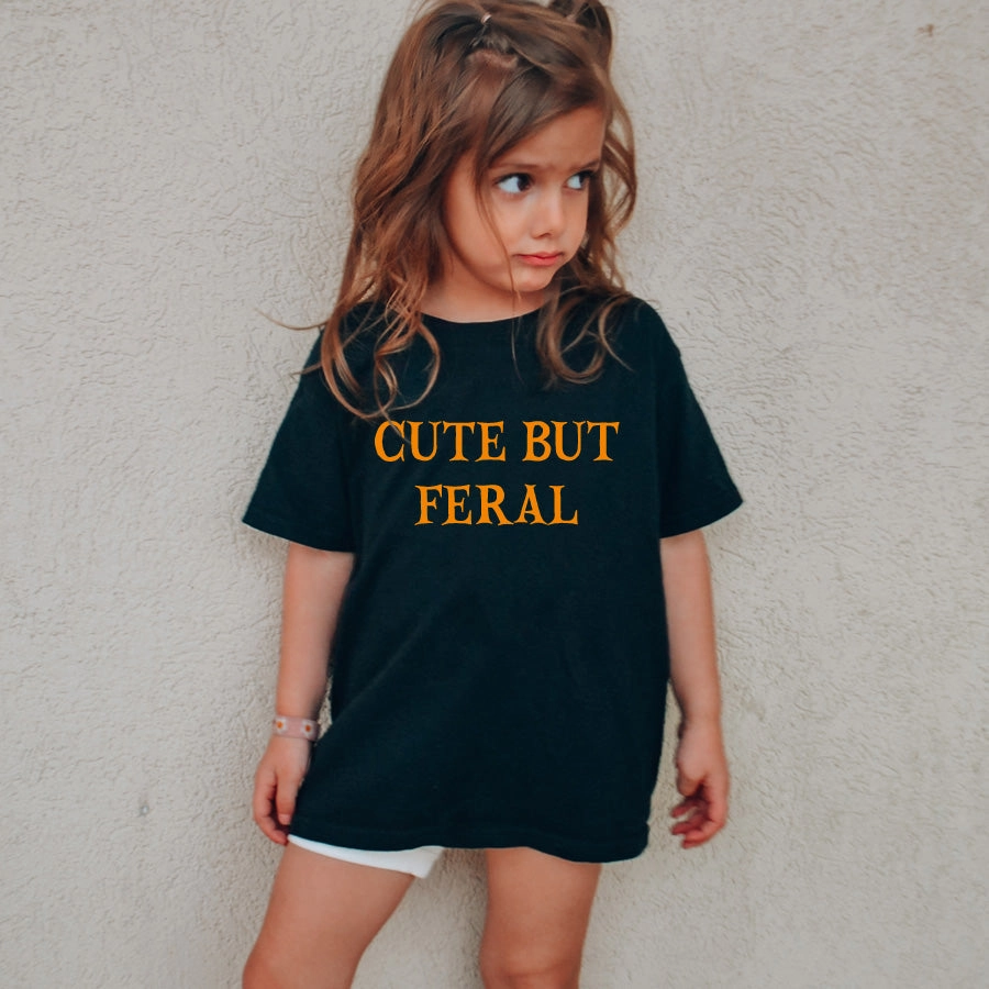 Cute But Feral Halloween Kids Tee girls jeans best deals