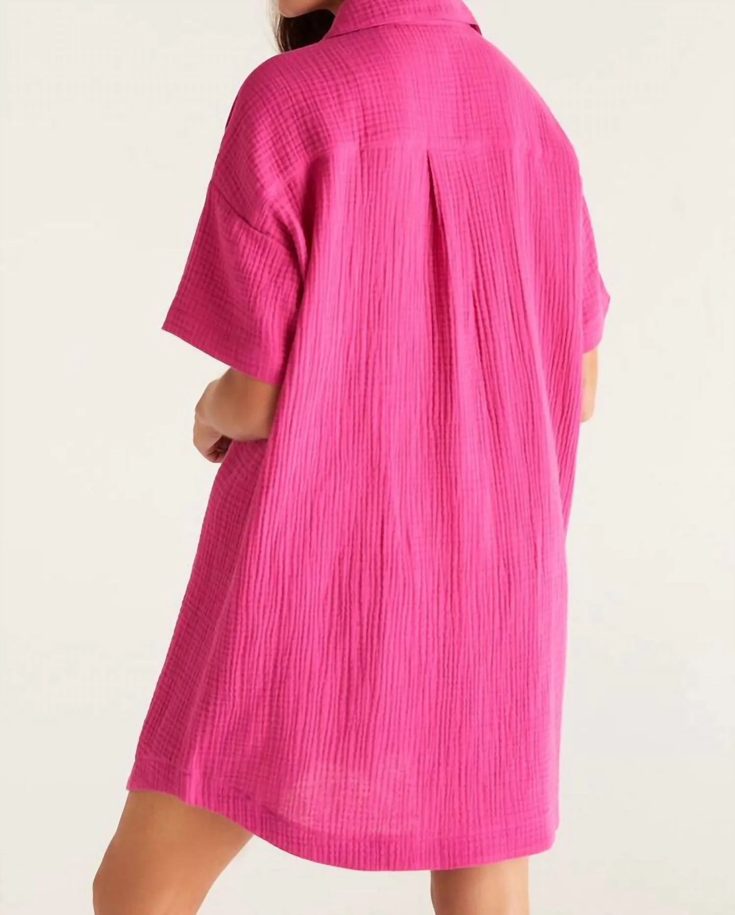 Cyrus Gauze Dress In Fiesta Fuchsia