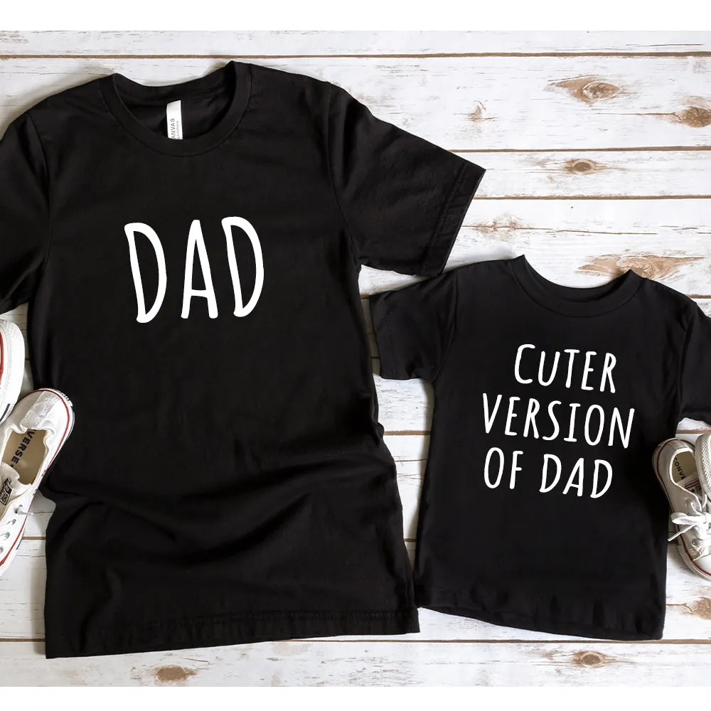 Dad & Cuter Version Of Dad Matching Black T-Shirts mens dad clothes online