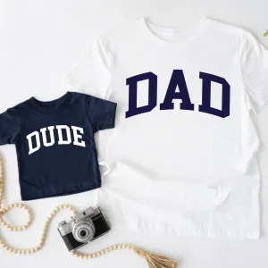 Dad & Dude College Matching Navy/ White T-shirts mens dad clothes online