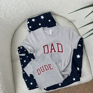 Dad & Dude Essential Varsity Matching Star Pyjamas - Grey/Navy fathers day sale outfits