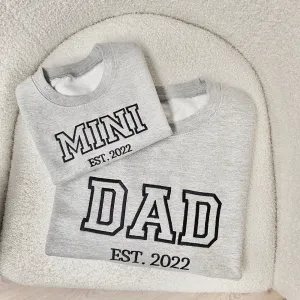 Dad & Mini Established Embroidered Heather Grey/Navy Sweatshirts dads clothes cheap