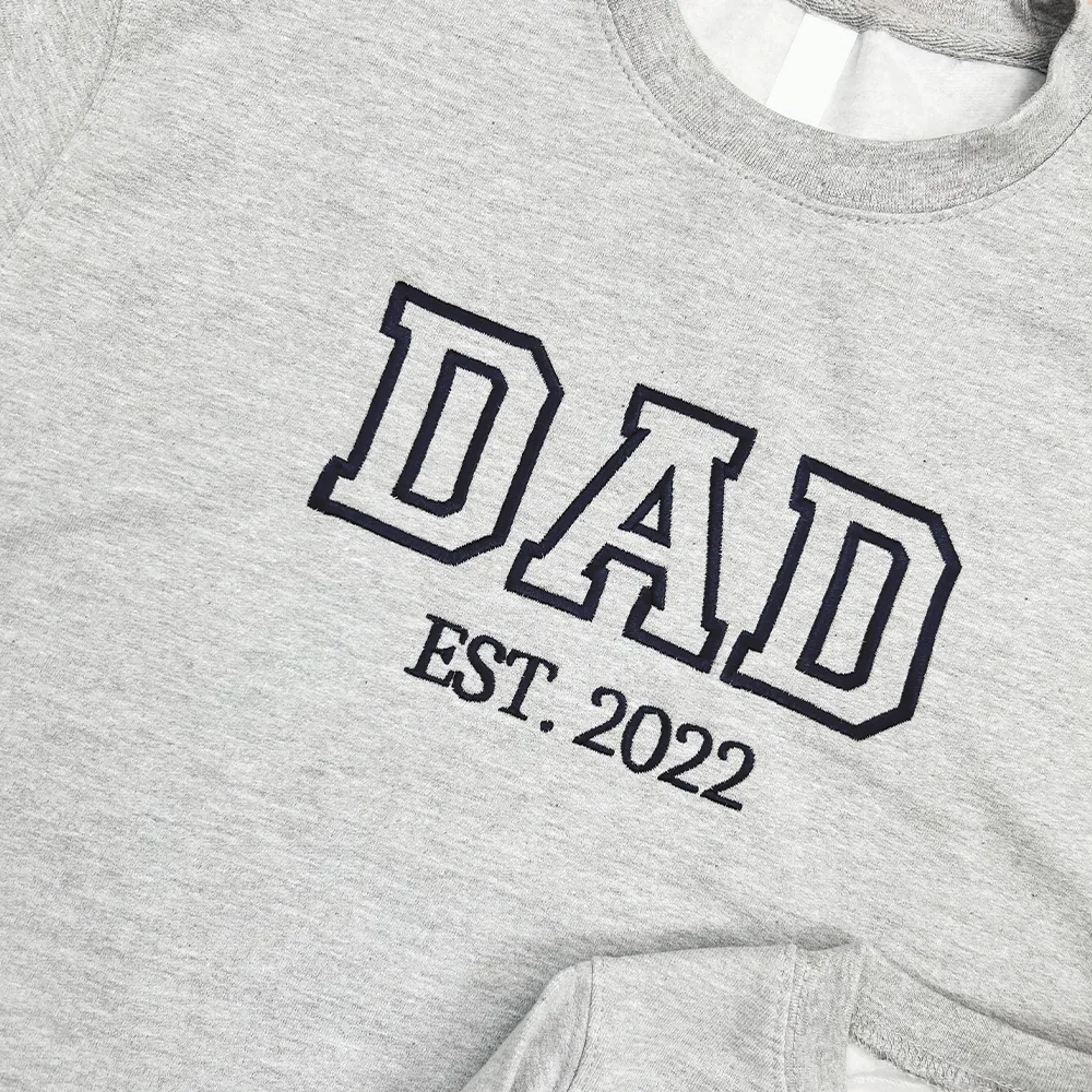 Dad & Mini Established Embroidered Heather Grey/Navy Sweatshirts