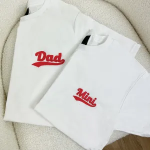 Dad & Mini Retro Embroidered Pocket Logo White T-shirts fathers day sale outfits