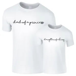Dad Of A Princess & Daughter Of A King Matching White T-Shirts (MRK X) dads clothes cheap