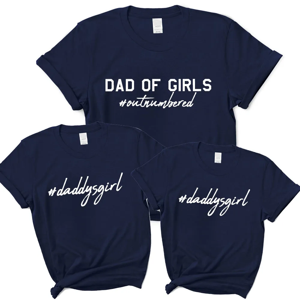 Dad Of Girls Hashtag DaddysGirl Matching T-Shirts- Navy dads clothes cheap