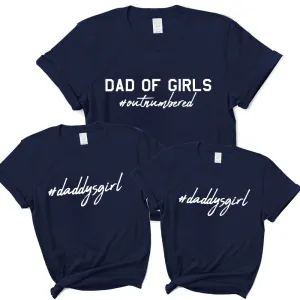 Dad Of Girls Hashtag DaddysGirl Matching T-Shirts- Navy dads clothes cheap