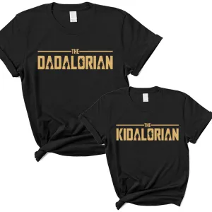 Dadalorian & Kidalorian Matching Black T-Shirts daddy outfits clearance