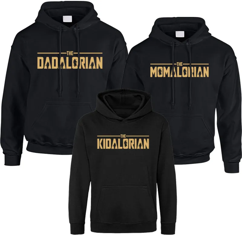 Dadalorian, Momalorian & Kidalorian Matching Black Hoodies mens dad clothes online