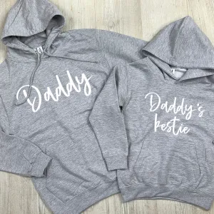 Daddy & Daddy's Bestie Chelsea Script Hoodies-Heather Grey dad jeans best price