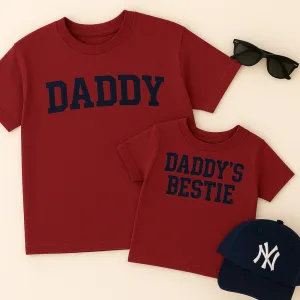 Daddy & Daddy's Bestie College Matching Burgundy T-Shirts dads clothes cheap
