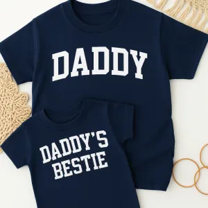 Daddy & Daddy's Bestie College Matching Navy T-Shirts dads clothes cheap