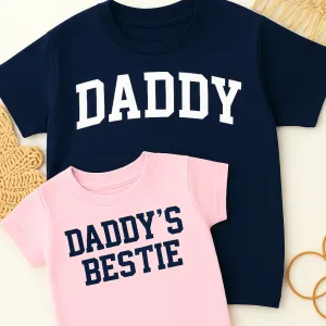 Daddy & Daddy's Bestie College Matching Navy/Pink T-Shirts daddy outfits clearance