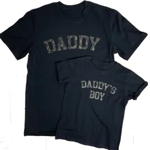 Daddy & Daddy's Boy College Camo Matching Black T-Shirts fathers day sale outfits